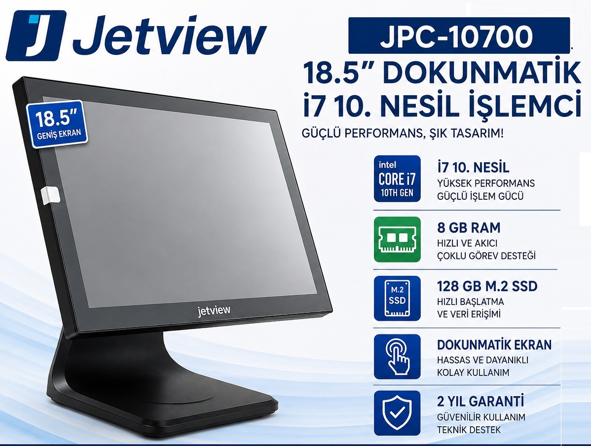18.5″ İ7 10.NESİL 8 GB RAM 128 M2 JETVIEW JPC-10700