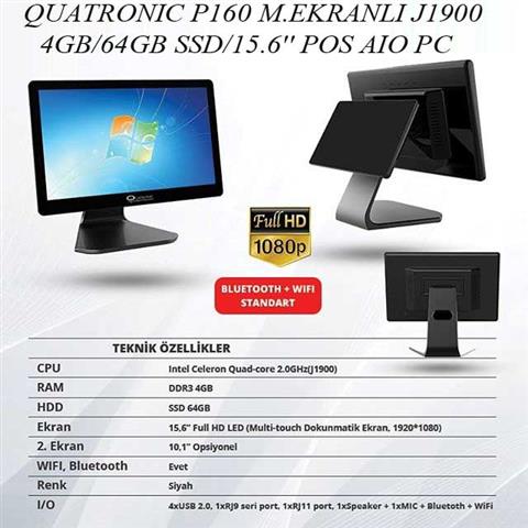 quatronic p160 j1900 4gb 64gb ssd 15 6 pos aio pc m ekranli