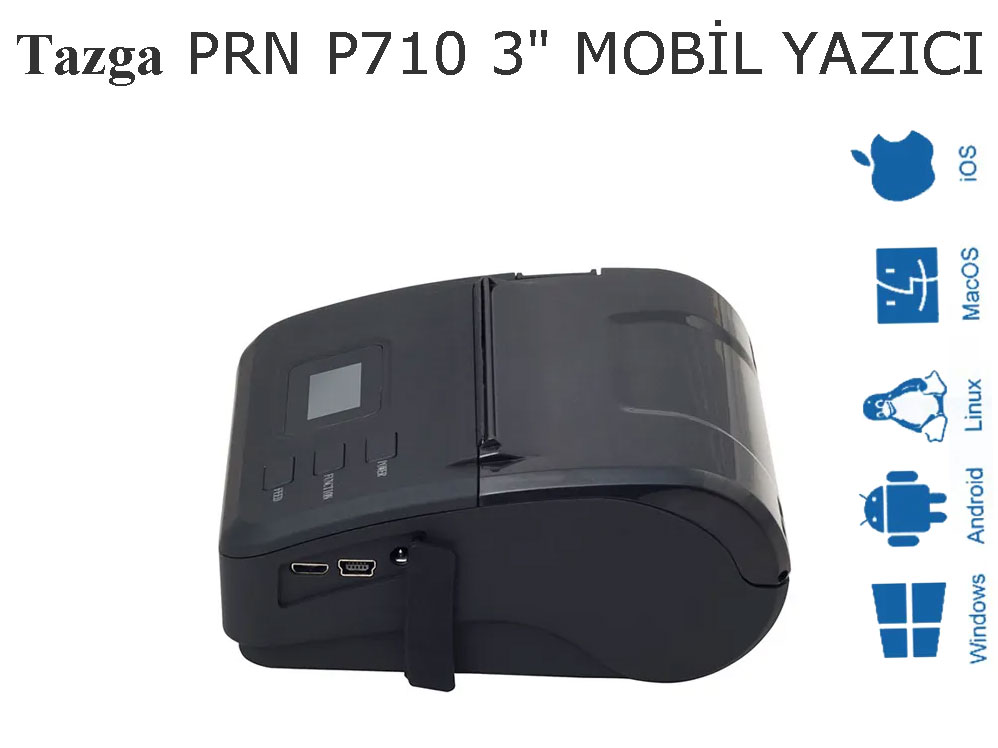 TAZGA PRN P710 MOBİL 80 MM YAZICI USB/BT / EKRANLI