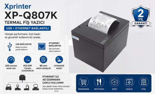XPRINTER XP-Q807K TERMAL FİŞ YAZICI (USB+ ETHERNET)